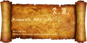 Komondi Máté névjegykártya